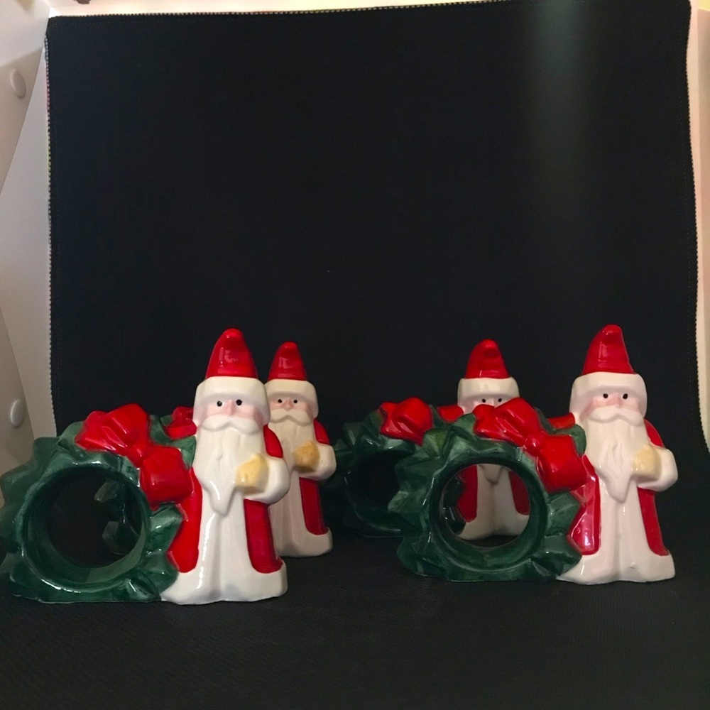 Yule Tide set of 4 Vintage Santa Napkin Holder rings - Picture 1 of 12